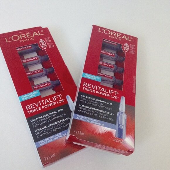 2 Boxes L'Oreal Paris Revitalift Triple Power1.9% Hyaluronic Acid 7Day Treatment - Picture 1 of 8
